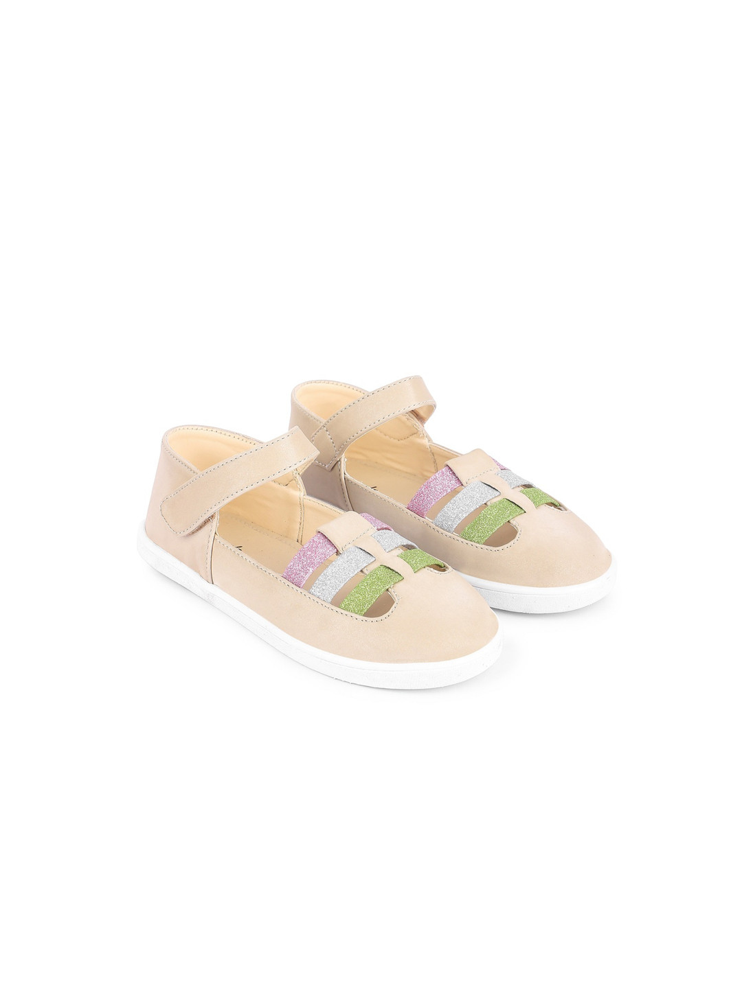 

BOYZ N GALZ Girls Cream-Coloured Printed PU Slip-On Sneakers