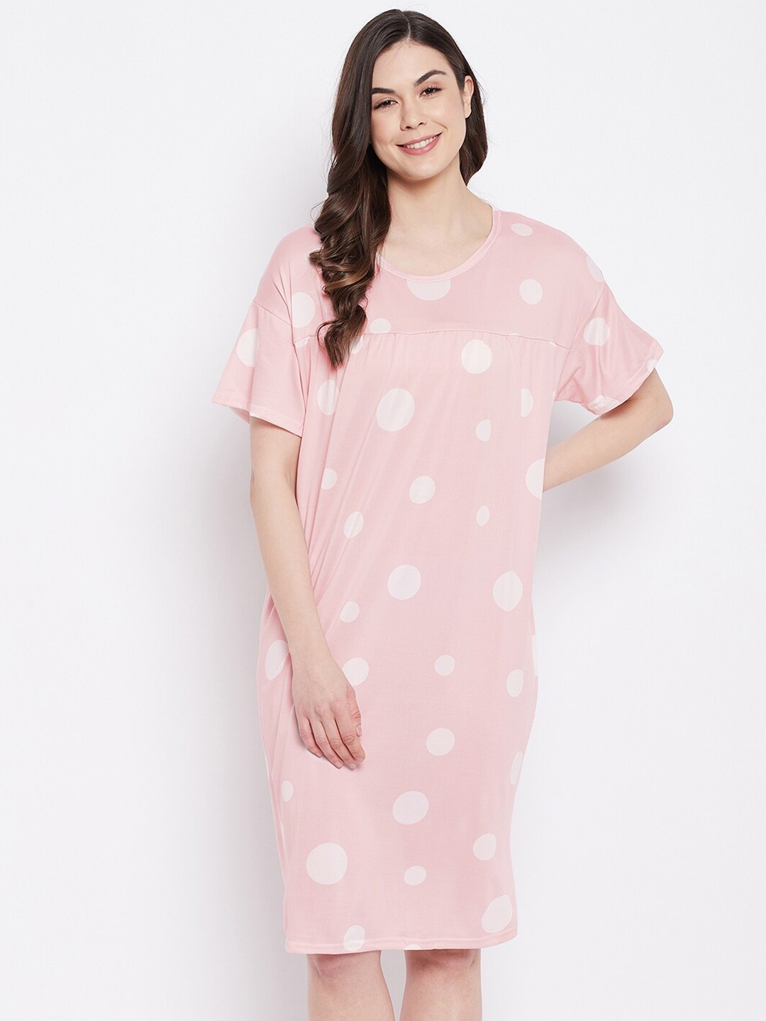 

Camey Peach-Coloured Printed Nightdress