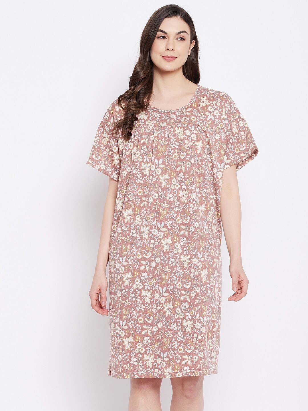 

Camey Women Brown & White Printed Nightdress