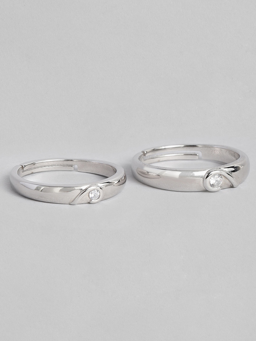 

I Jewels Silver Platinum Plated Adjustable Couple Rings
