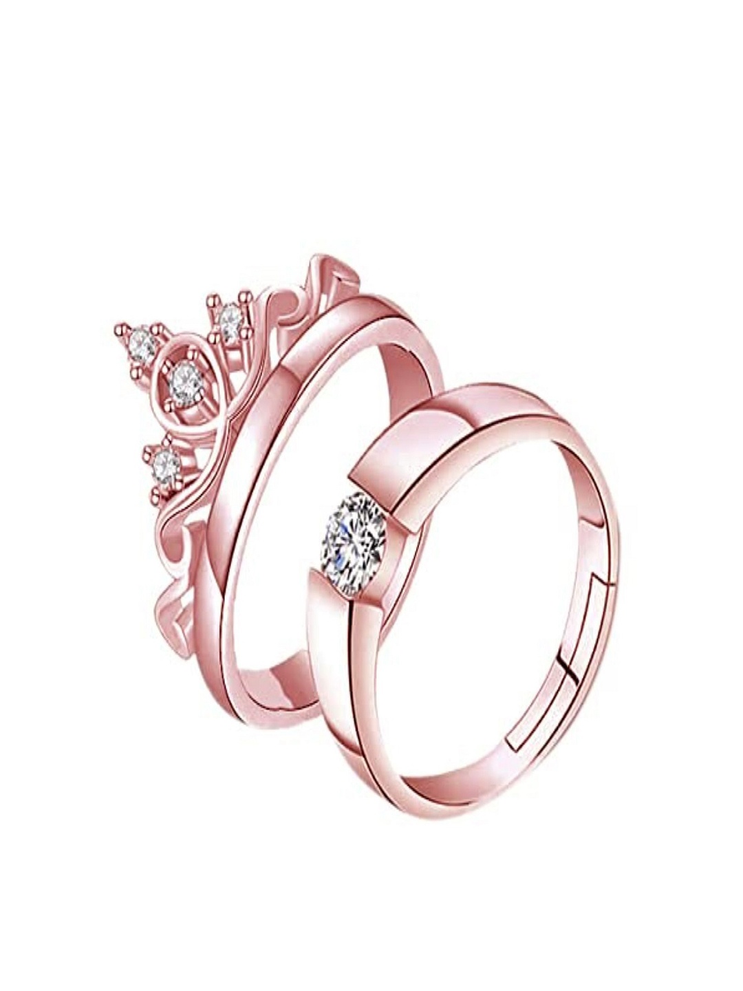 

I Jewels Rose Gold & White Rose Gold Plated Adjustable Couple Rings