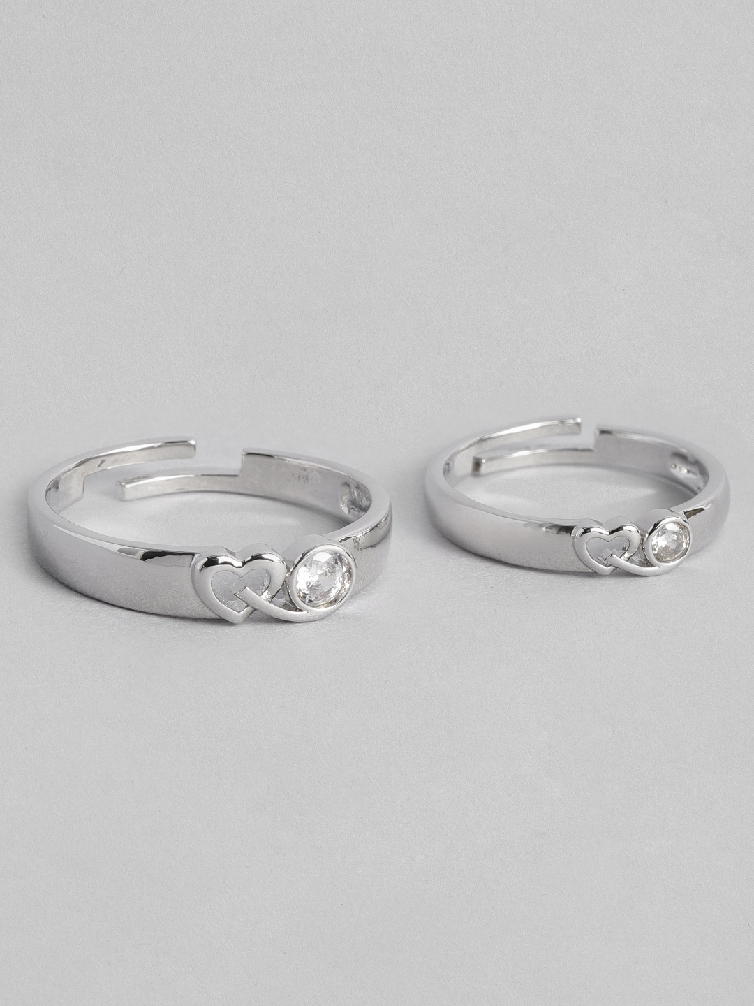 

I Jewels Silver Platinum Plated Adjustable Couple Rings