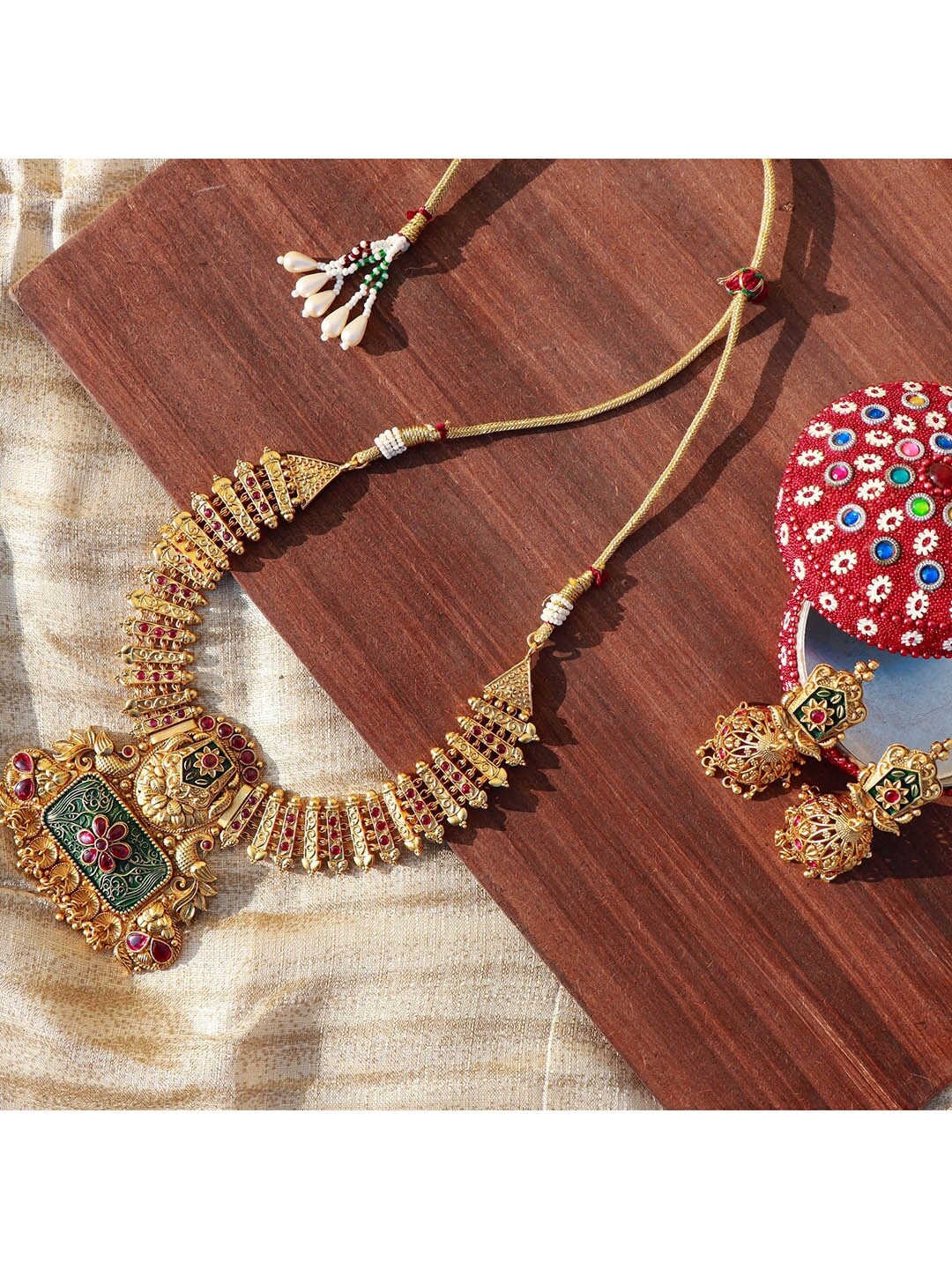 

I Jewels 18k Gold-Plated Temple Jewellery Set