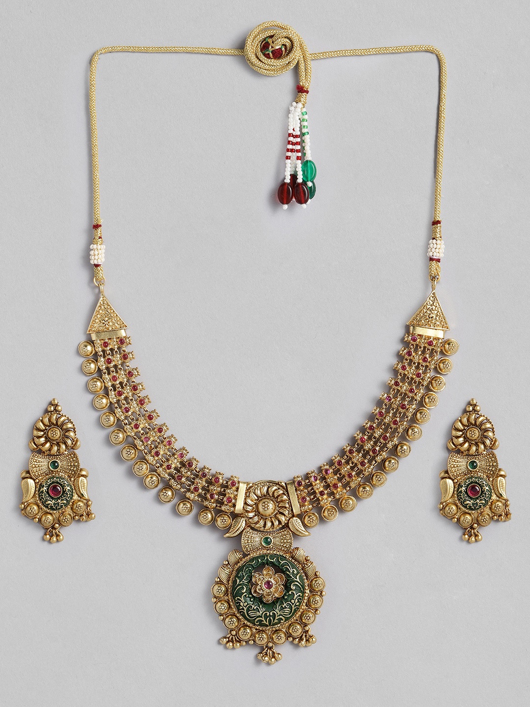 

I Jewels 18k Gold-Plated Temple Jewellery Set