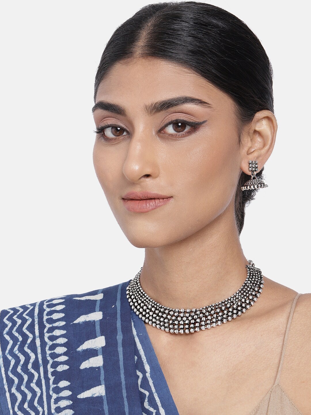 

I Jewels Women Silver-Plated Oxidized Jewellery Set