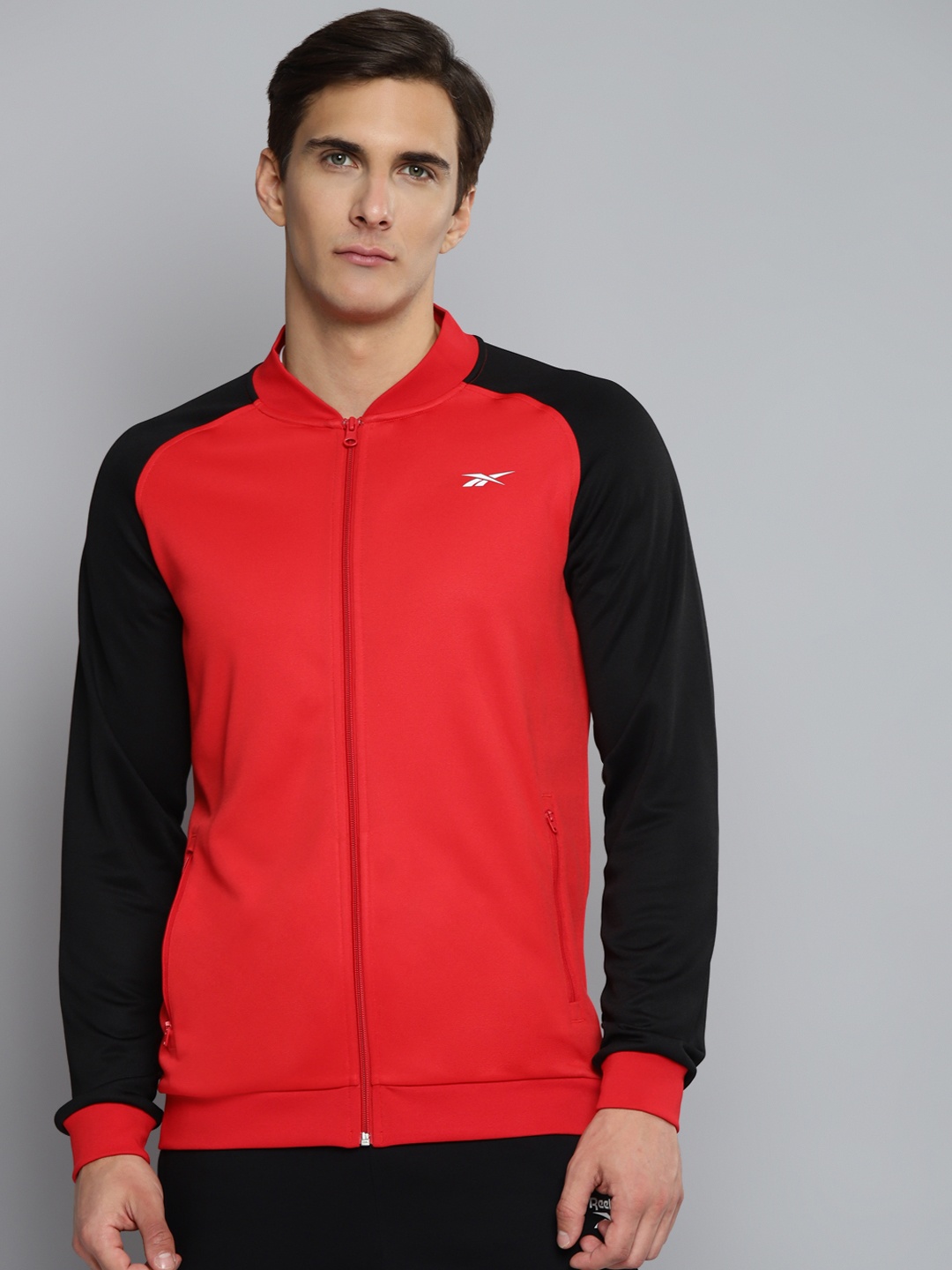 

Reebok Men Red & Black Training Hustle Sporty Jacket