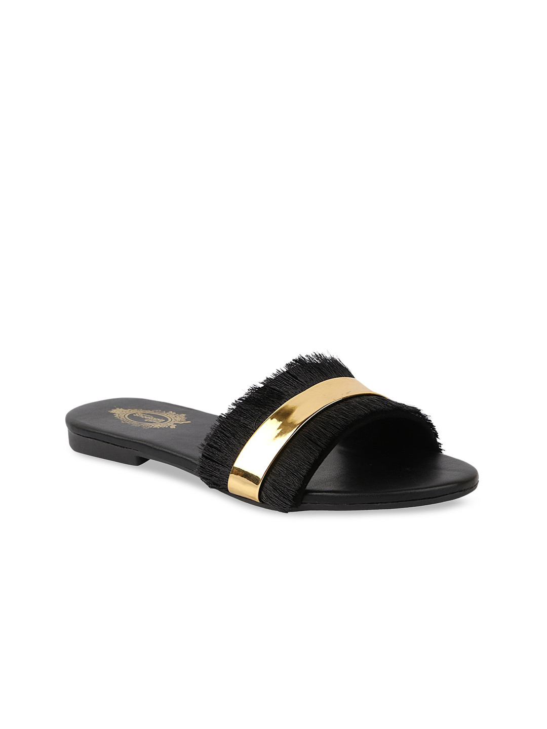 

Shoetopia Girls Black & Golden Open Toe Flats