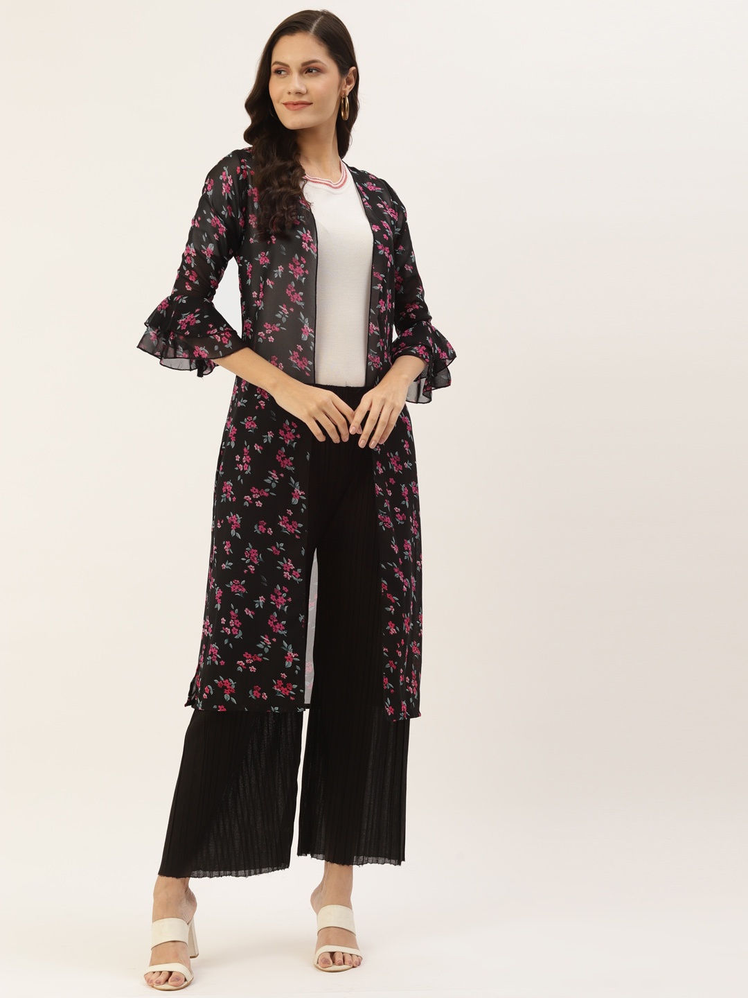 

WISSTLER Women Black Printed Longline Shrug