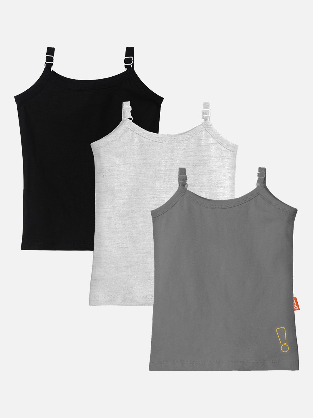 

You Got Plan B Girls Pack Of 3 Solid Pure Cotton Innerwear Vests, Black