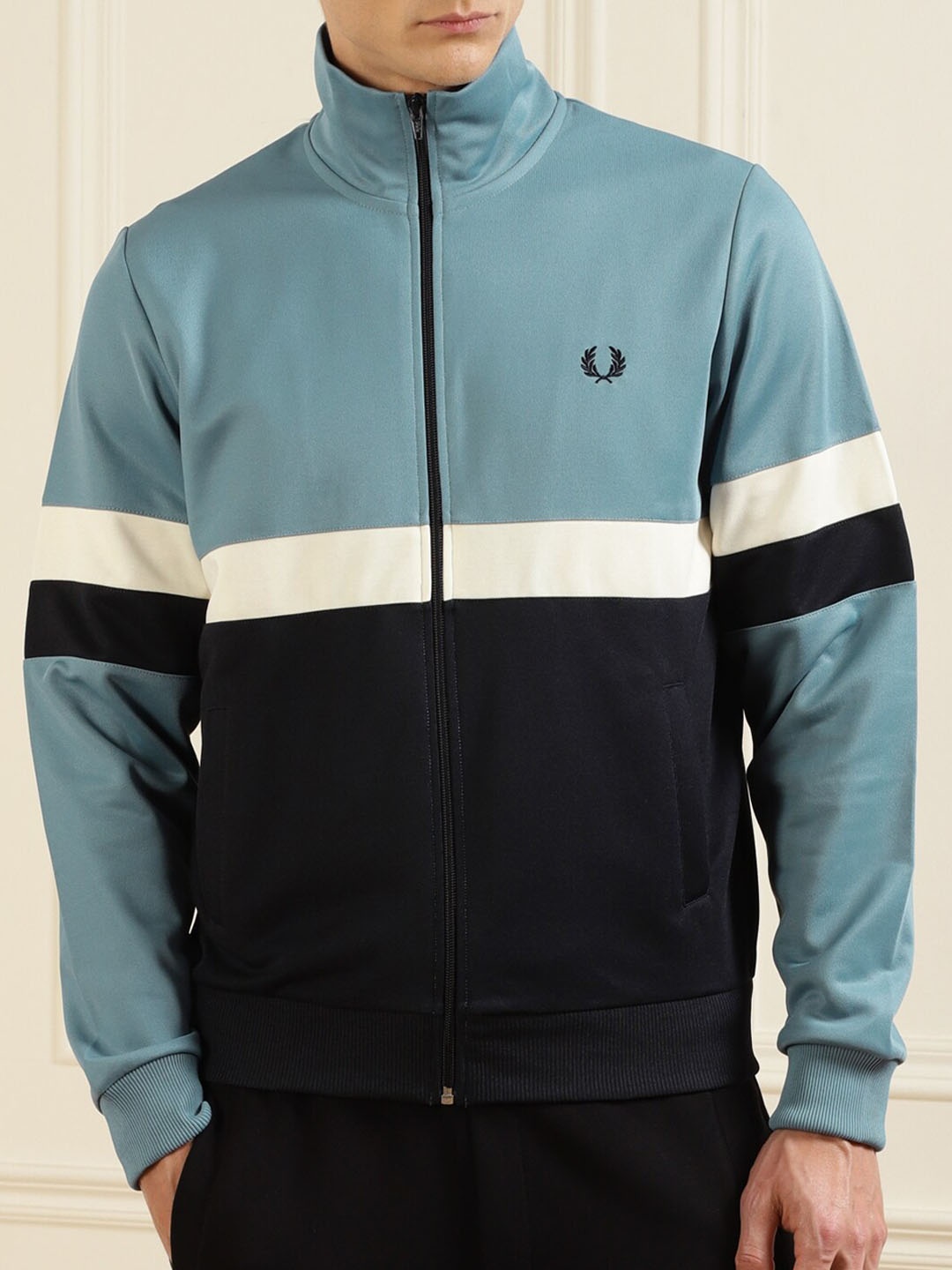 

Fred Perry Men Blue Colourblocked Sporty Jacket