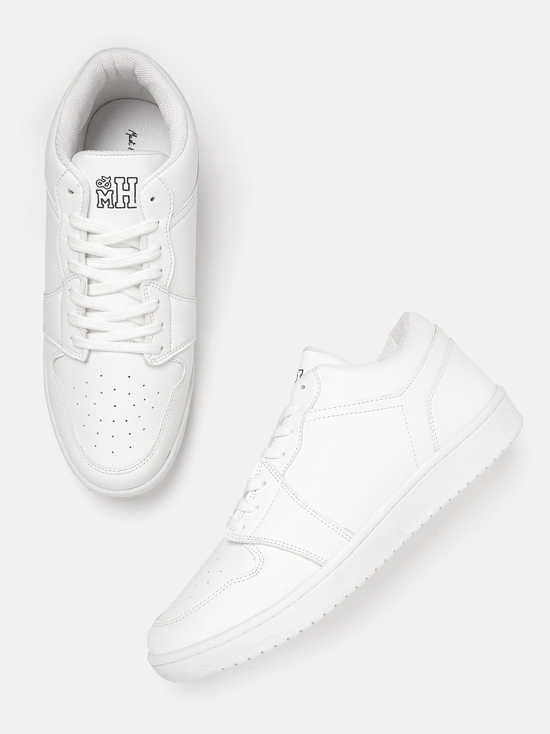 

Mast & Harbour Men White Solid Sneakers with Perforated Detail