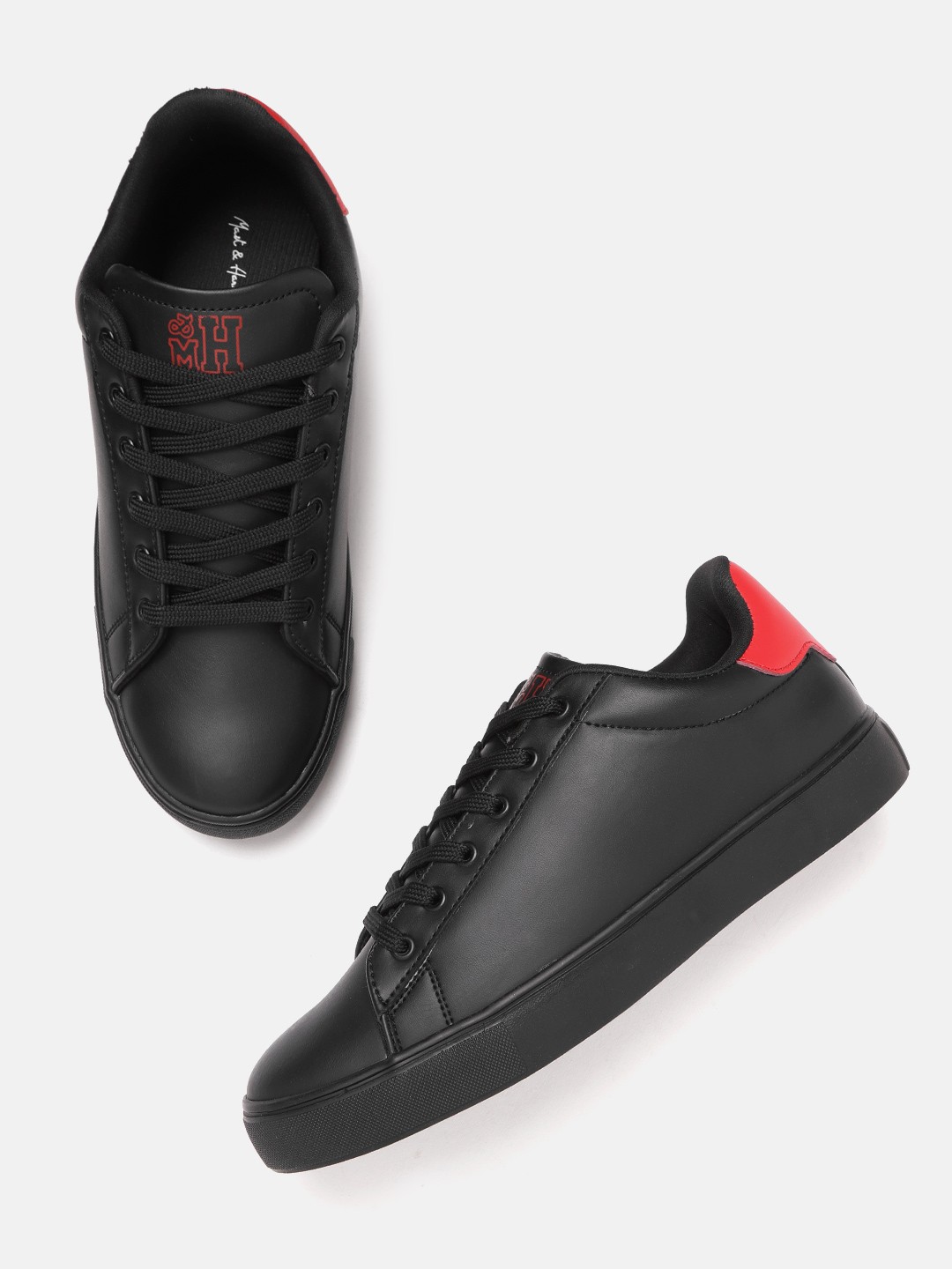 

Mast & Harbour Men Black Solid Sneakers