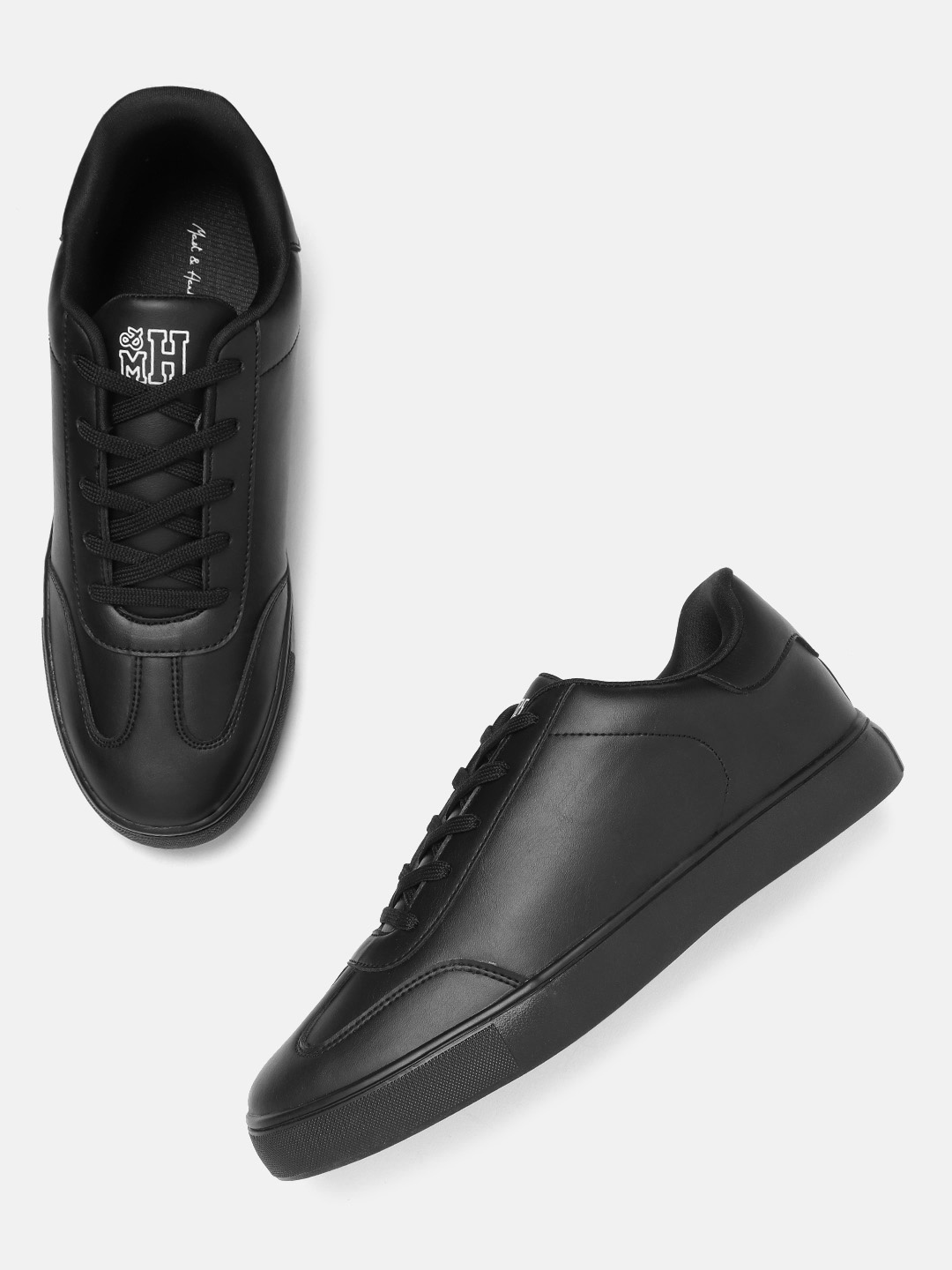 

Mast & Harbour Men Black Solid Sneakers