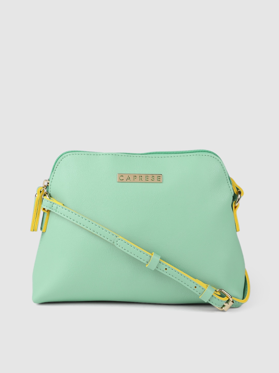 

Caprese Sea Green Solid Structured Sling Bag