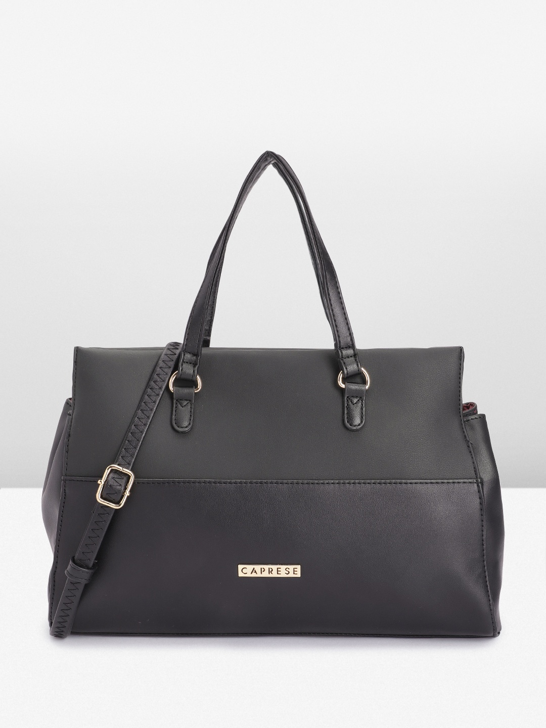 

Caprese Women Solid Handheld Bag, Black