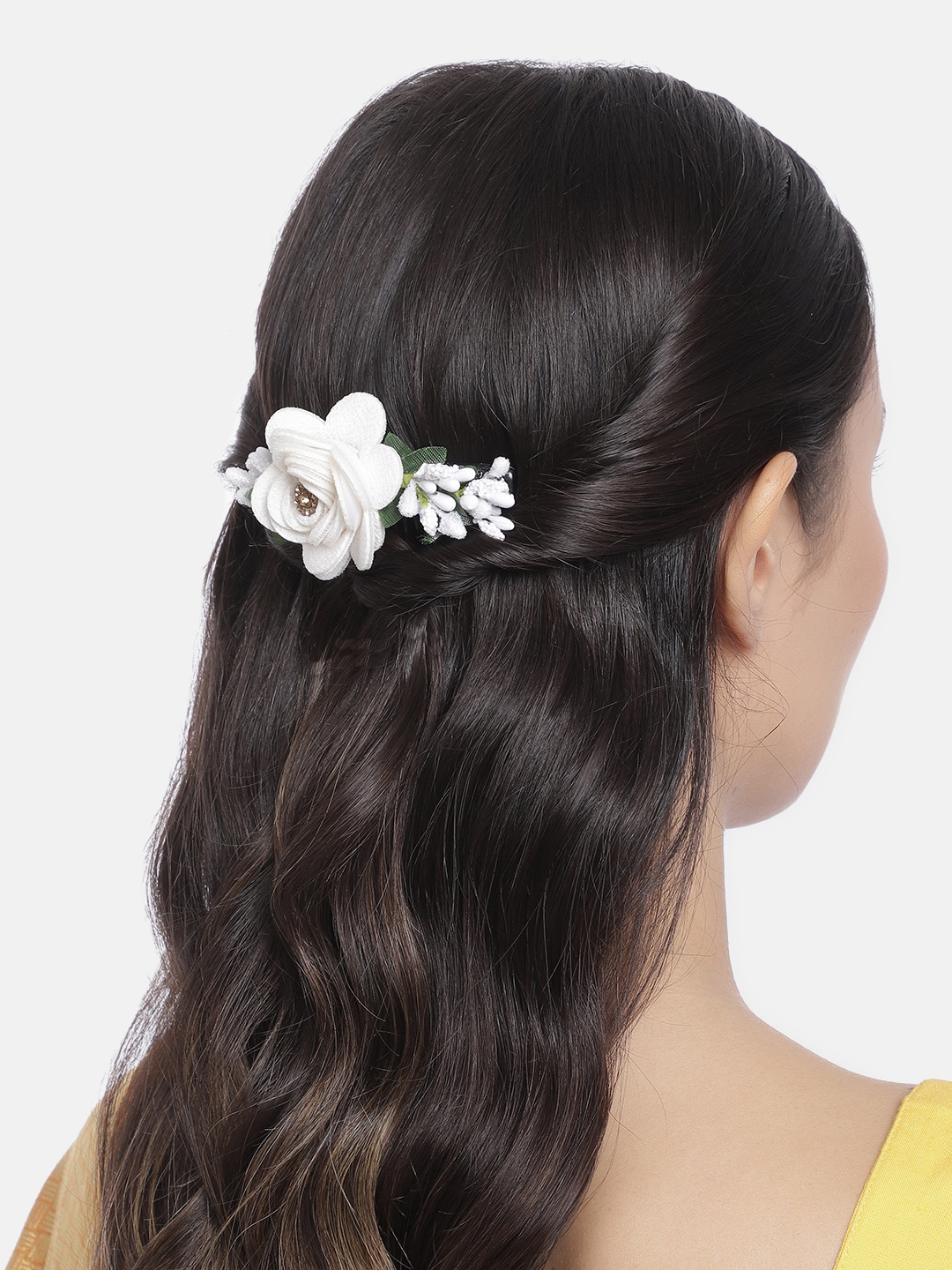 

Peora Women White & Black Embellished Comb Pin