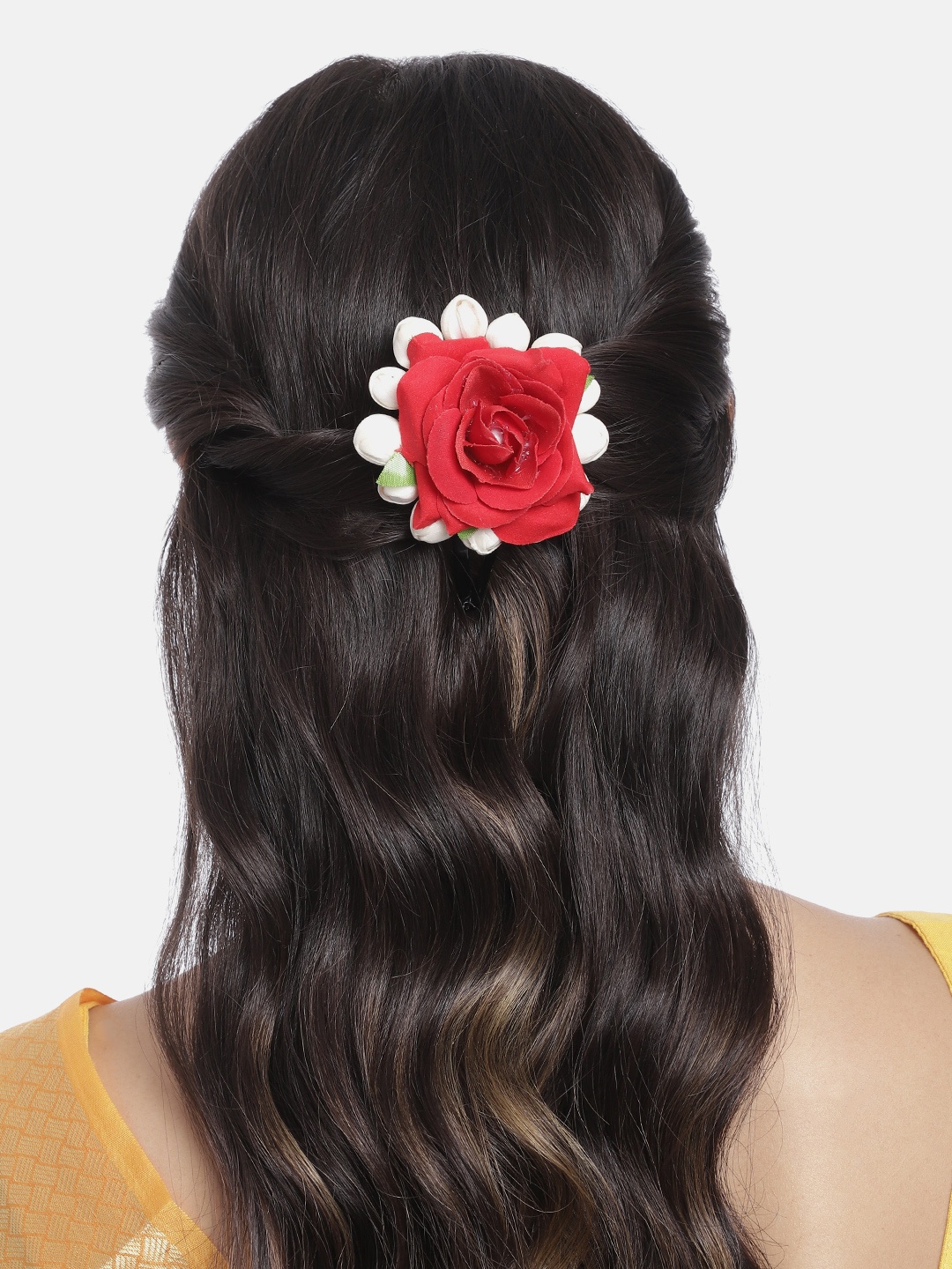 

Peora Women Red & White Embellished Tic Tac Hair Clip