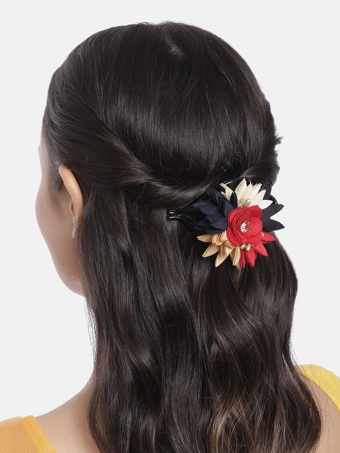 

Peora Women Red & Black Embellished Claw Clip