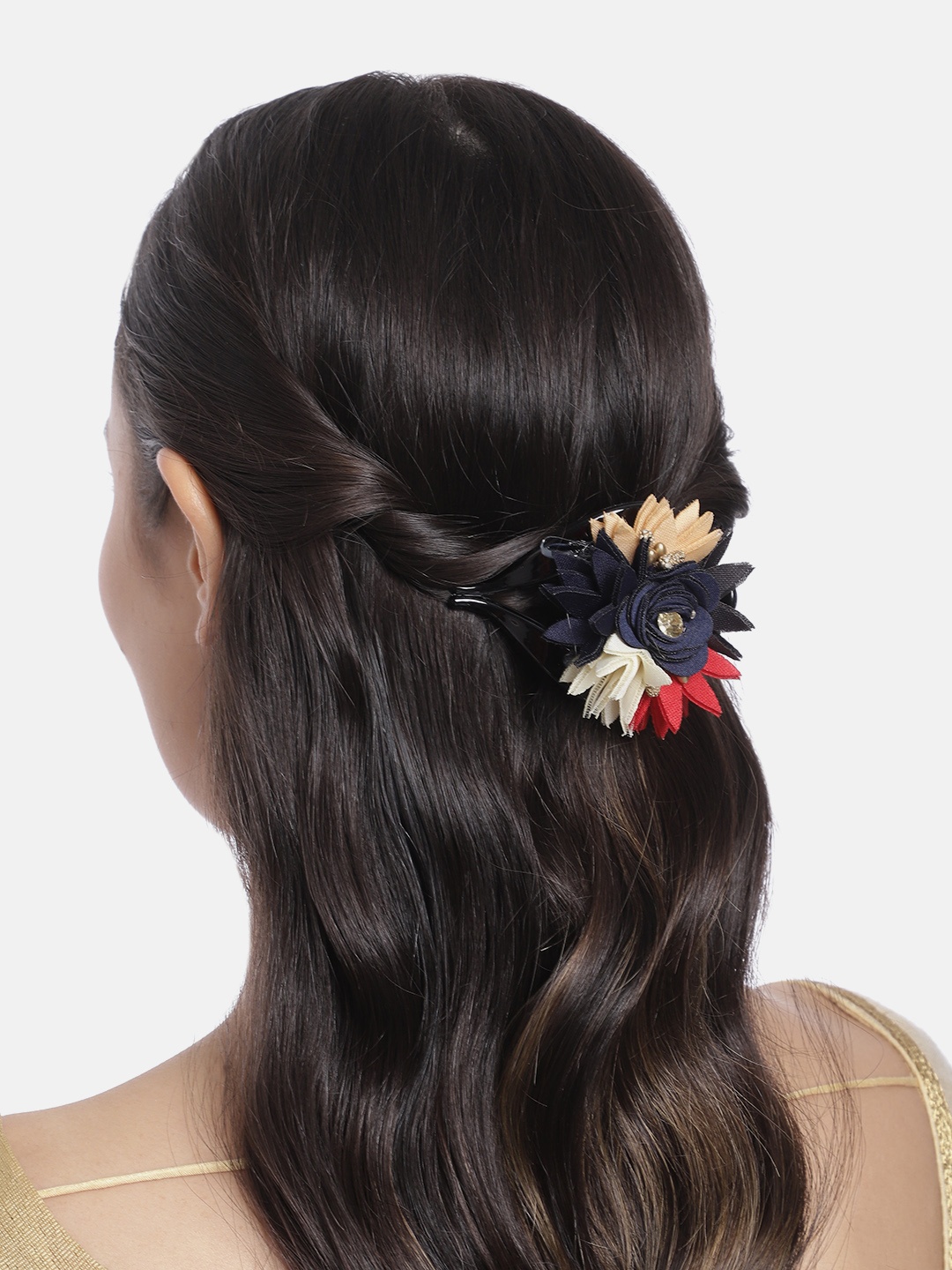 

Peora Women Navy Blue & White Embellished Claw Clip