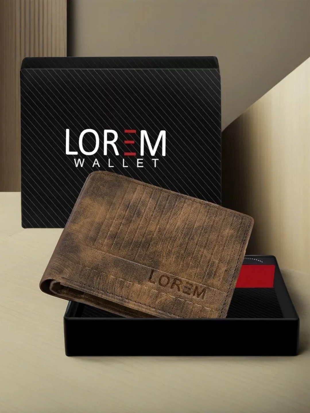 

LOREM Men Brown Textured PU Two Fold Wallet