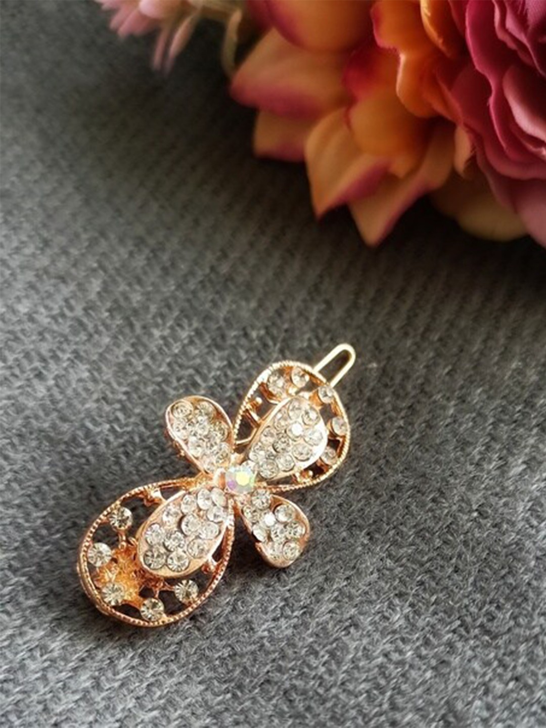 

ANNA CREATIONS Women Gold-Toned & White Embellished Bobby Pins