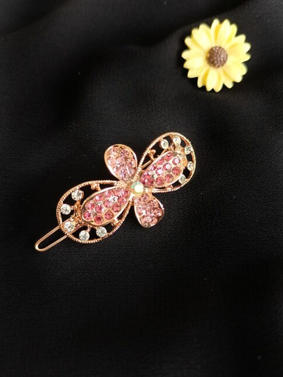 

ANNA CREATIONS Women Pink & Gold-Toned Embellished Bobby Pins