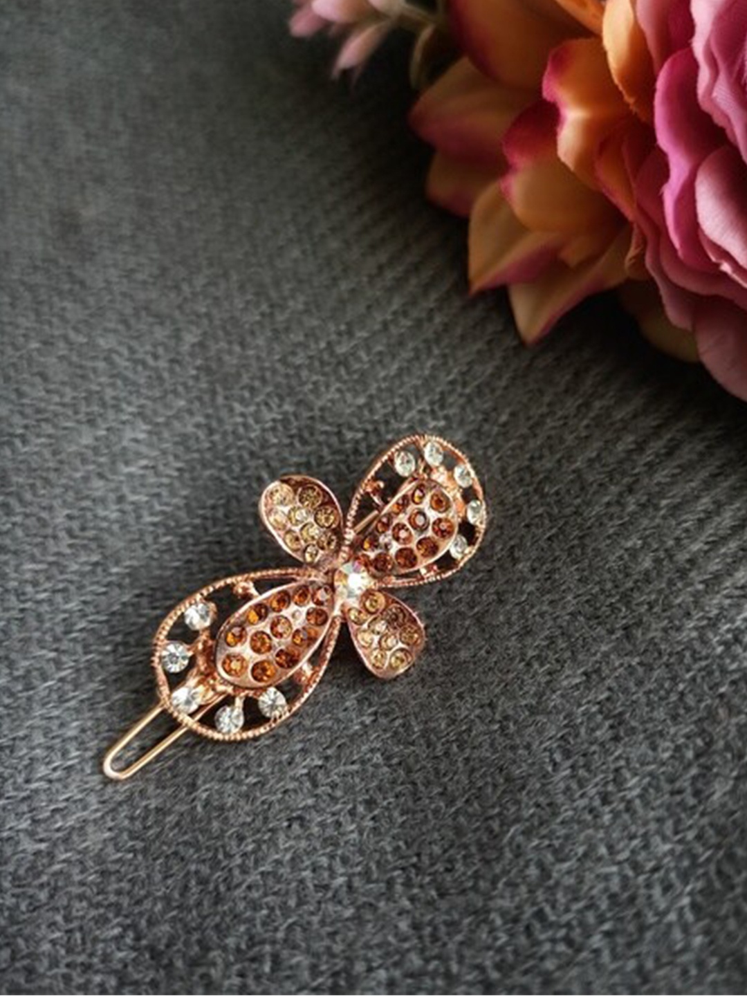 

ANNA CREATIONS Women Gold-Toned & Brown Embellished Bobby Pins