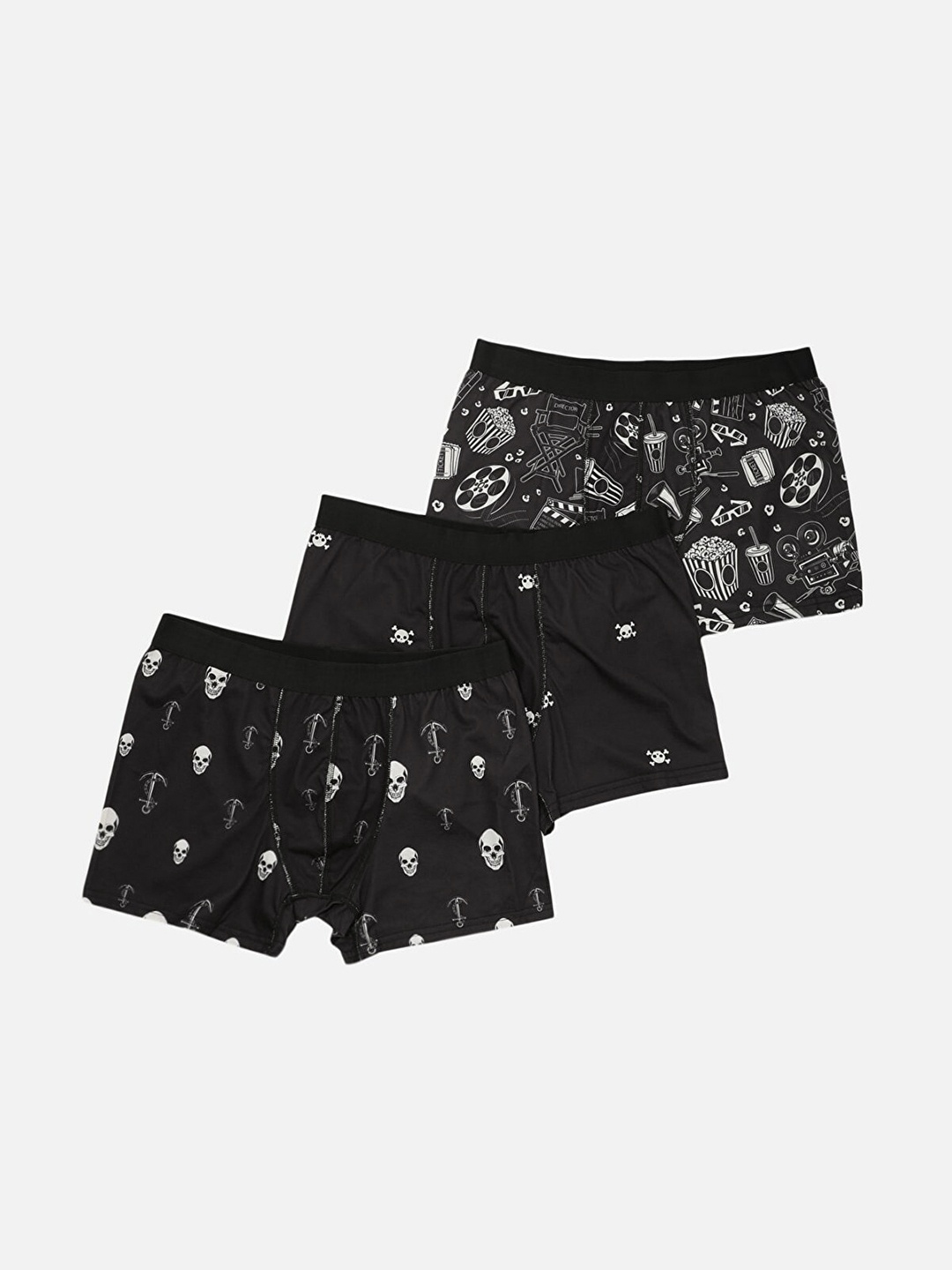 

Trendyol Men Black & White Pack of 3 Printed Trunks TMNSS21BX0063