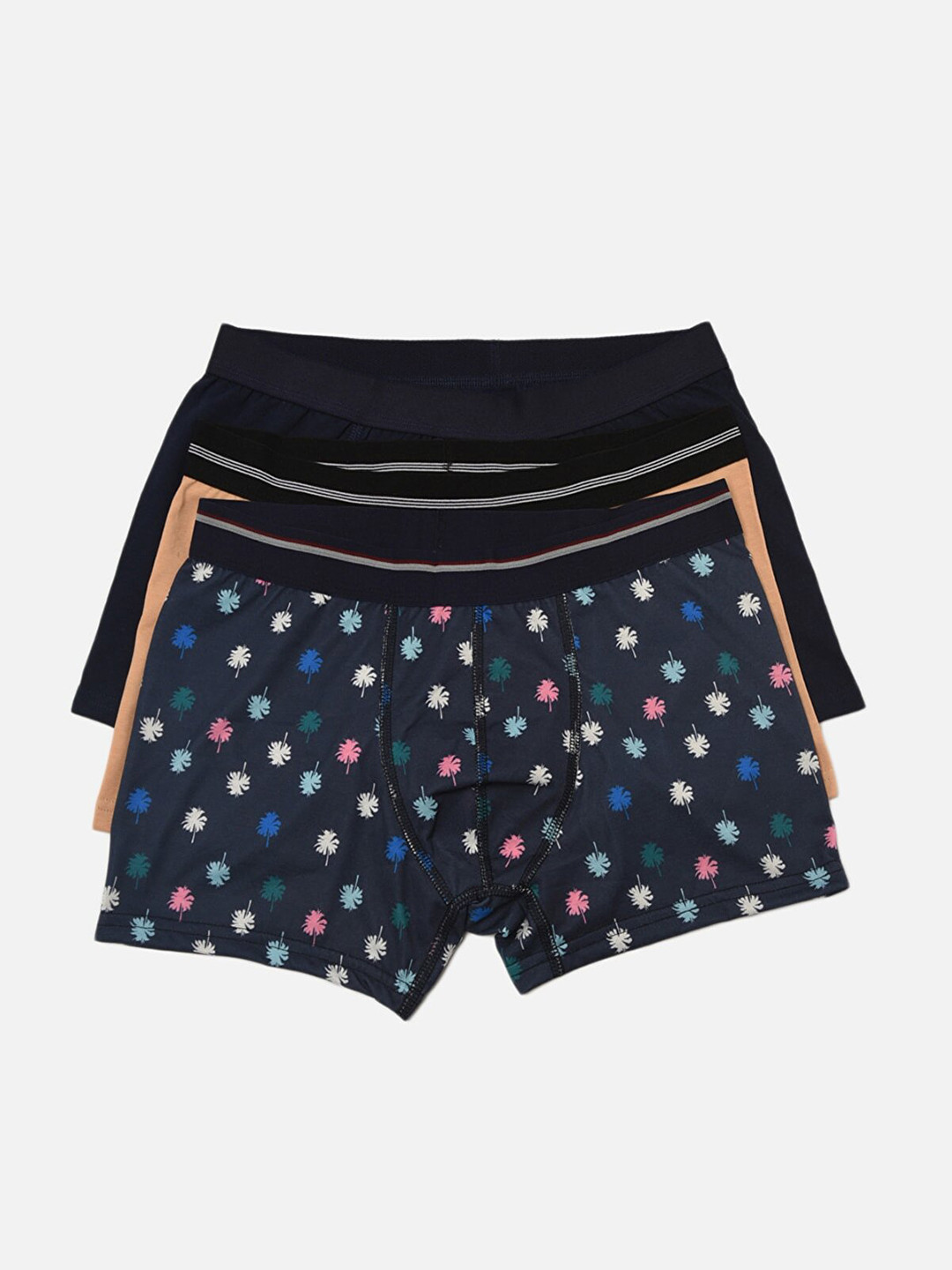 

Trendyol Men Pack of 3 Black & Navy Blue Boxer BriefsTMNAW22BX0042