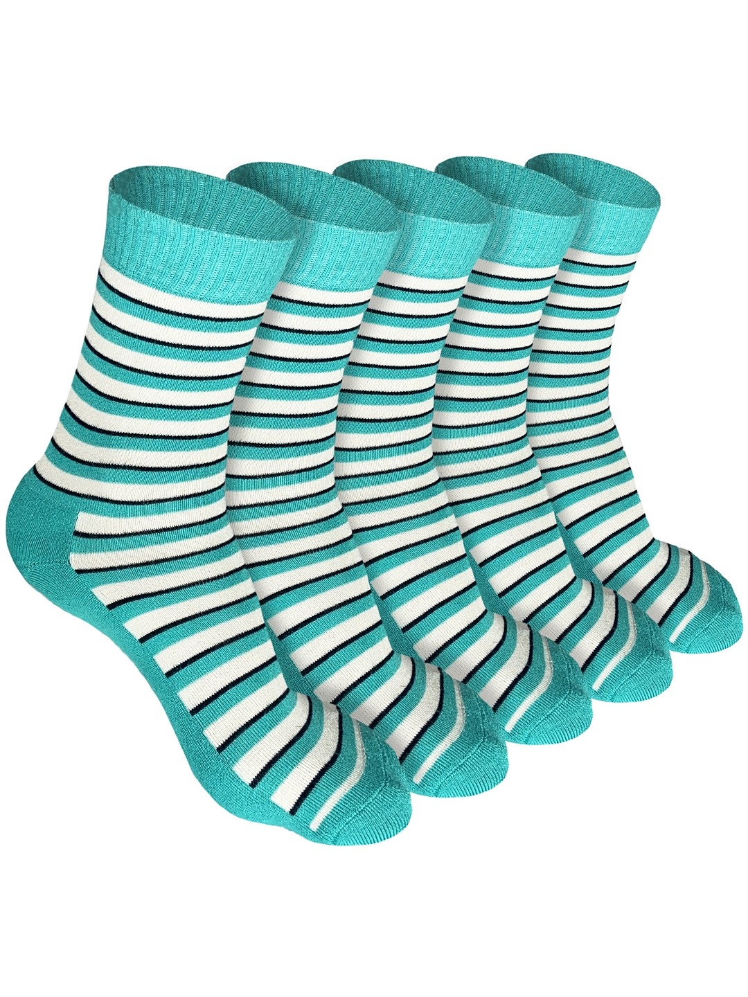 

Heelium Men Pack of 5 Bamboo Super Soft & Odour-Free Breathable Crew-Length Socks, Teal