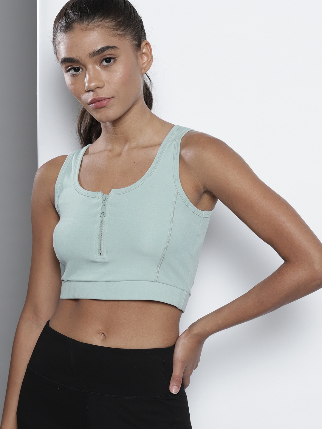 

Trendyol Mint Green Zippered Knitted Sports Bra