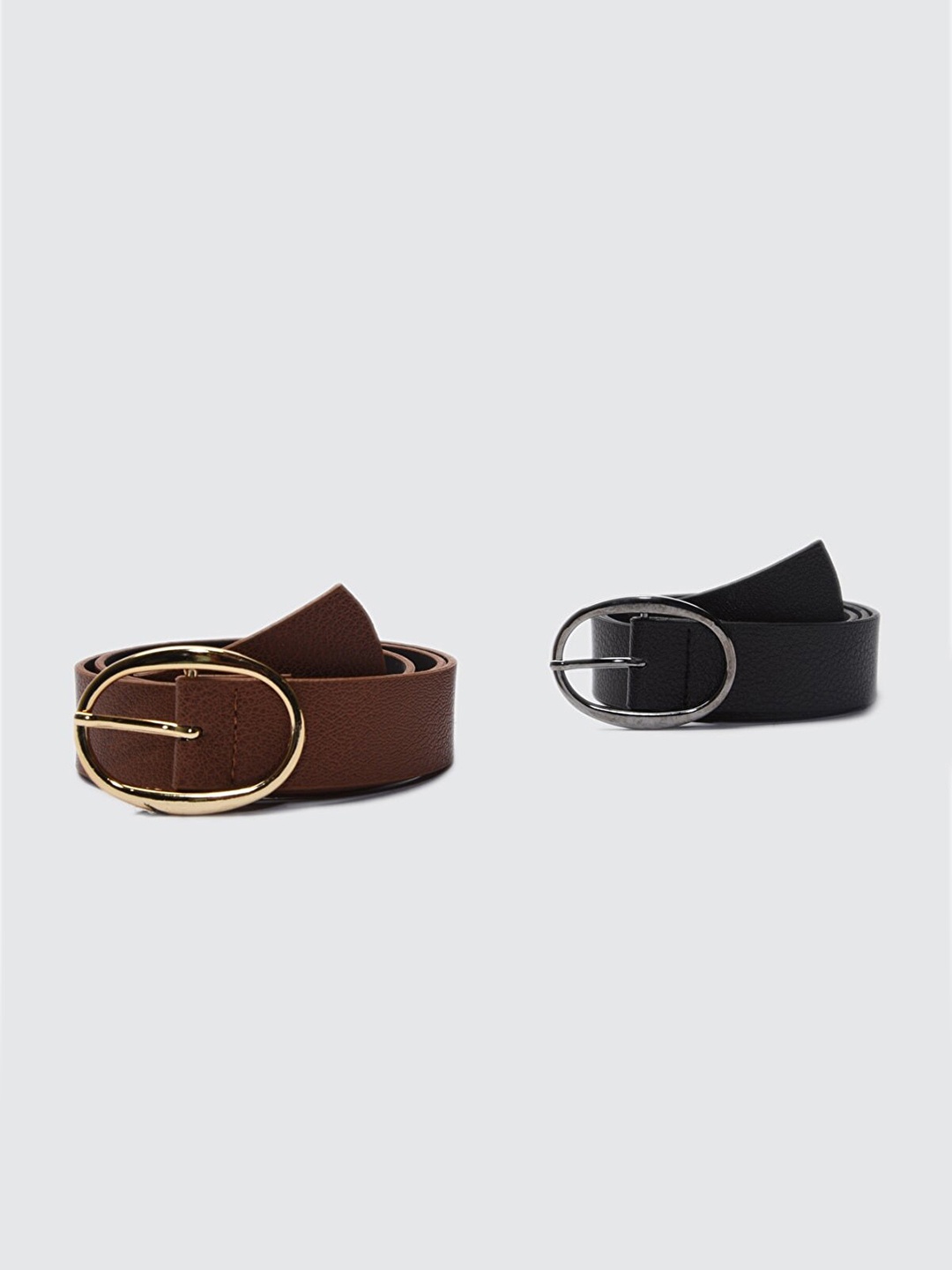 

Trendyol Women Pack of 2 Solid Belts, Tan