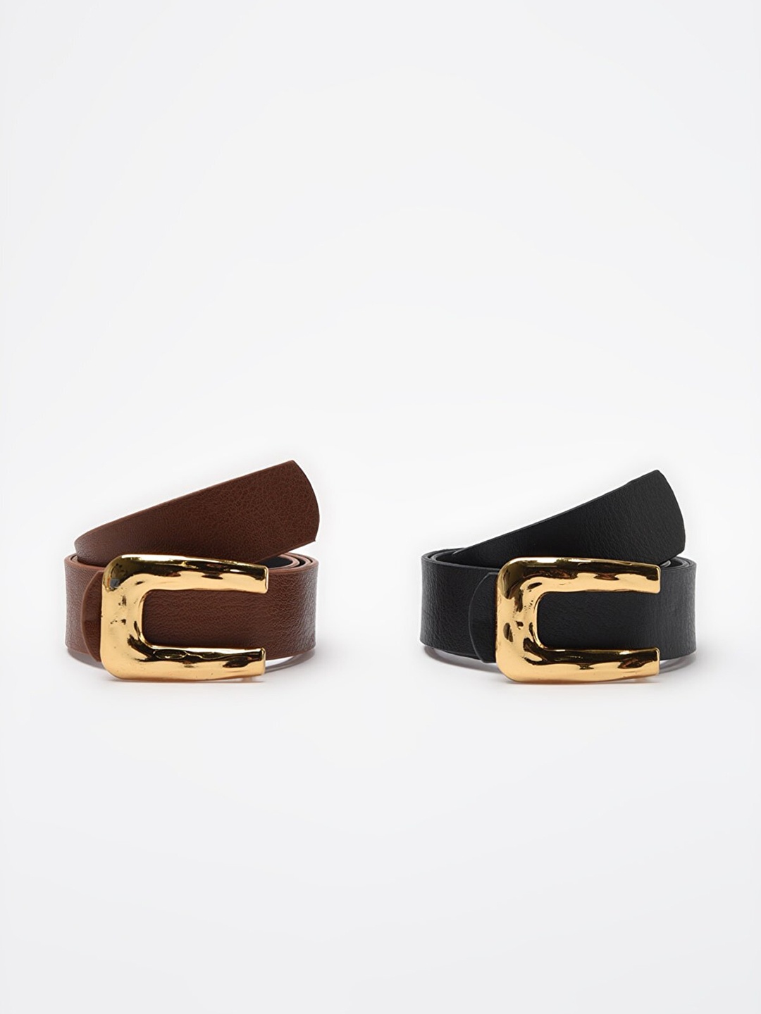 

Trendyol Women Set of 2 Textured Belts, Black