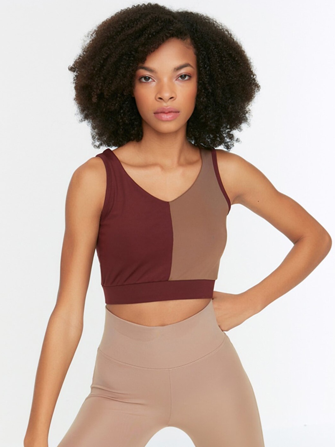 

Trendyol Maroon & Brown Colourblocked Bra Lightly Padded