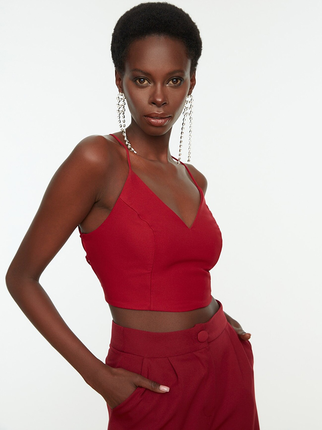 

Trendyol Maroon Solid Styled Back Lightly Padded Bra