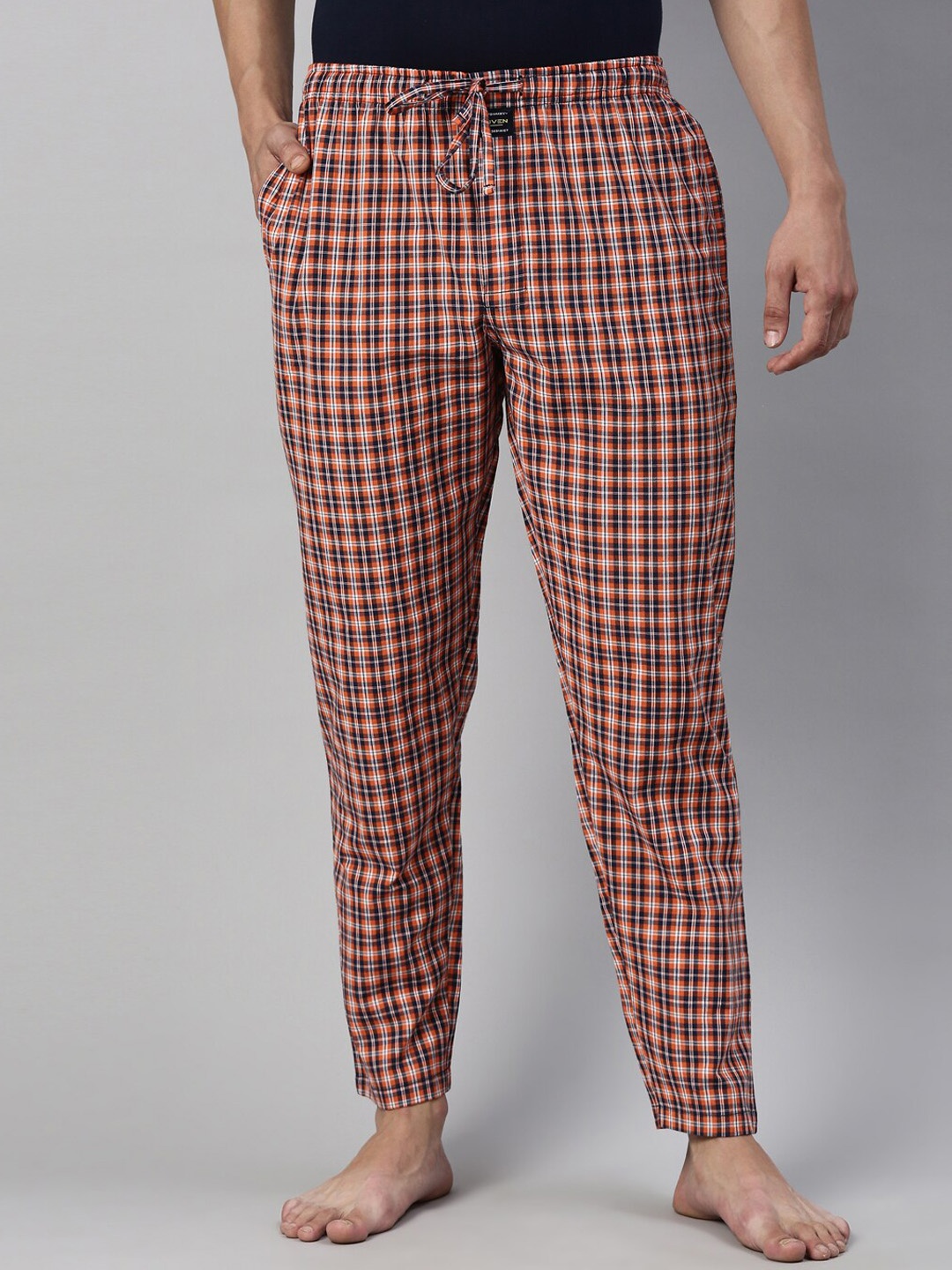 

Joven Men Orange & Blue Checked Cotton Lounge Pants