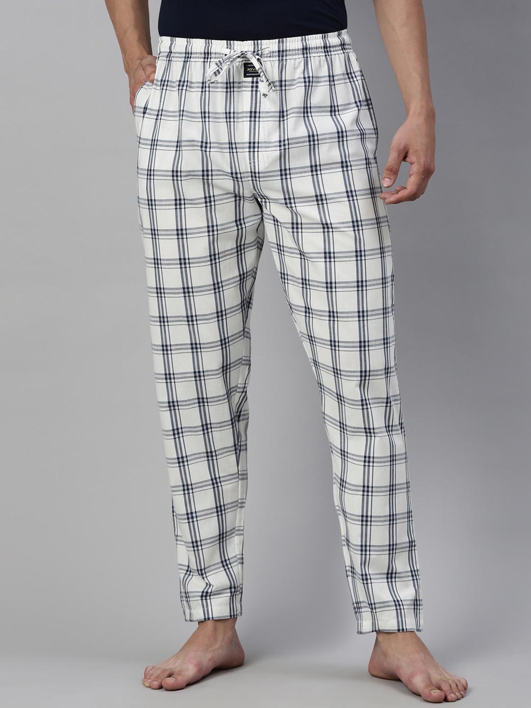 

Joven Men Off White Checked Cotton Lounge Pants