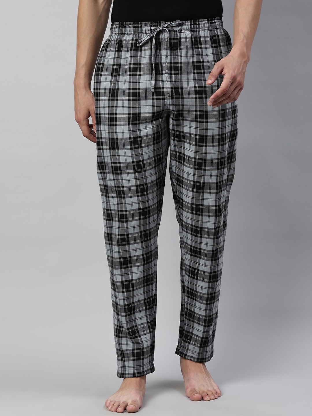 

Joven Men Black & Grey Checked Cotton Lounge Pants