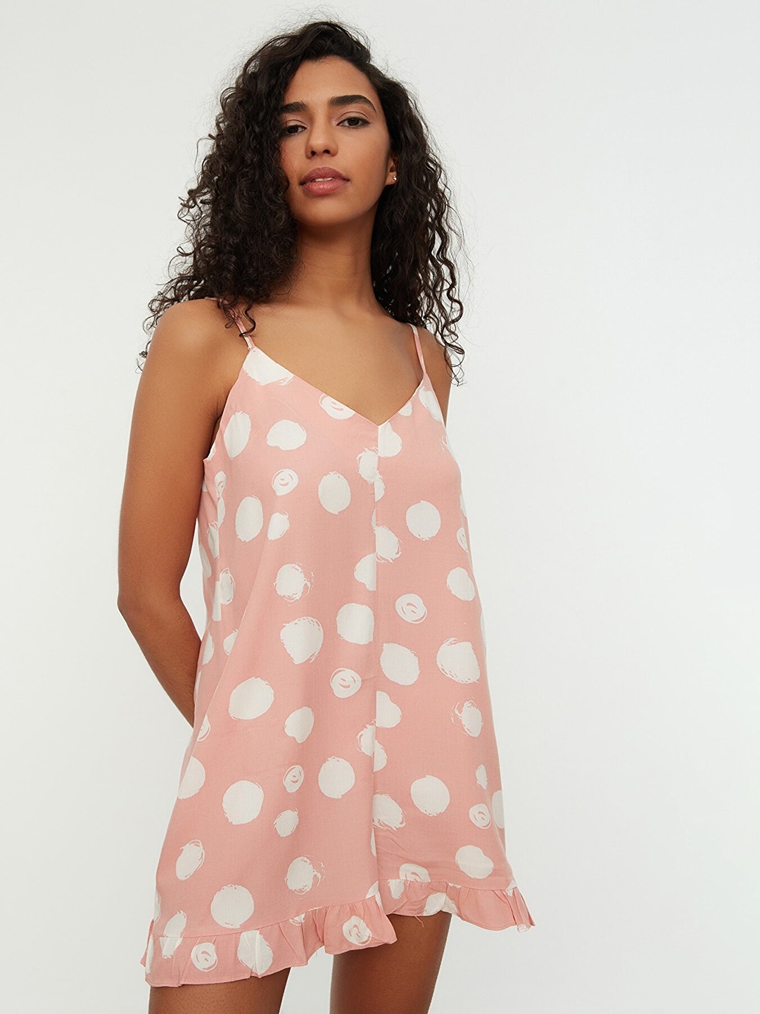 

Trendyol Women Dusty Pink & White Geometric Printed Basic Jumpsuit, Rose