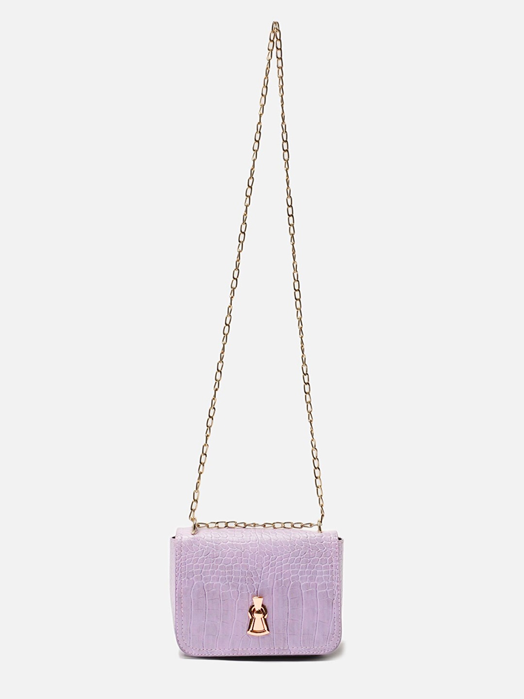 

Trendyol Women Lavender Crocs Textured Leather Structured Sling Bag