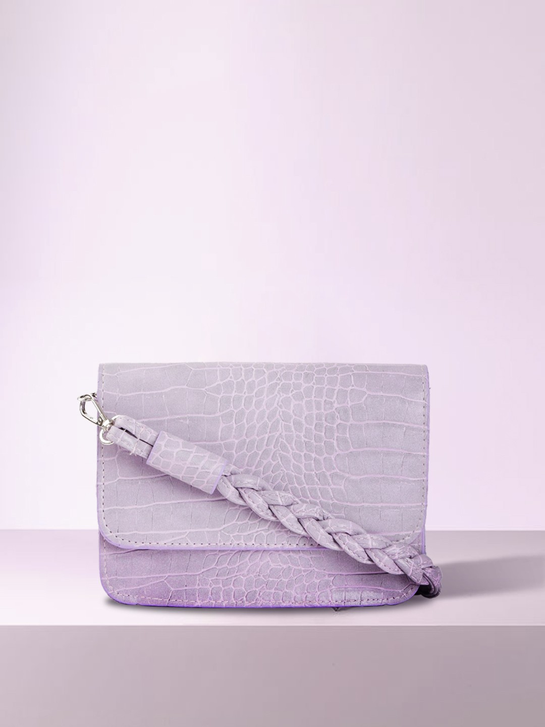 

Trendyol Lavender Animal Textured Leather Structured Shoulder Bag & Detachable Sling Strap
