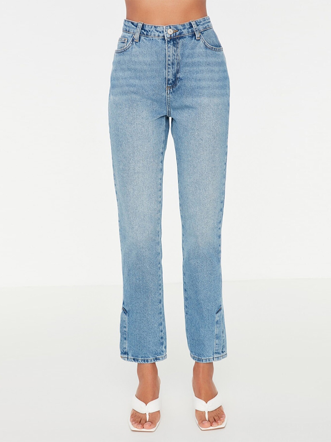 

Trendyol Women Blue Organic Cotton Bootcut Light Fade Jeans