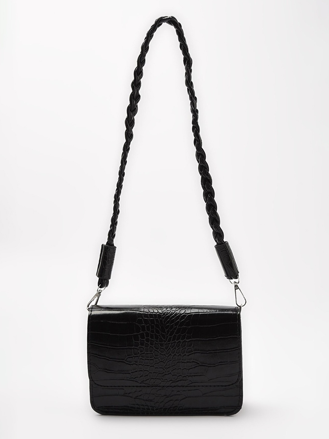 

Trendyol Women Black Textured Leather Handheld Bag