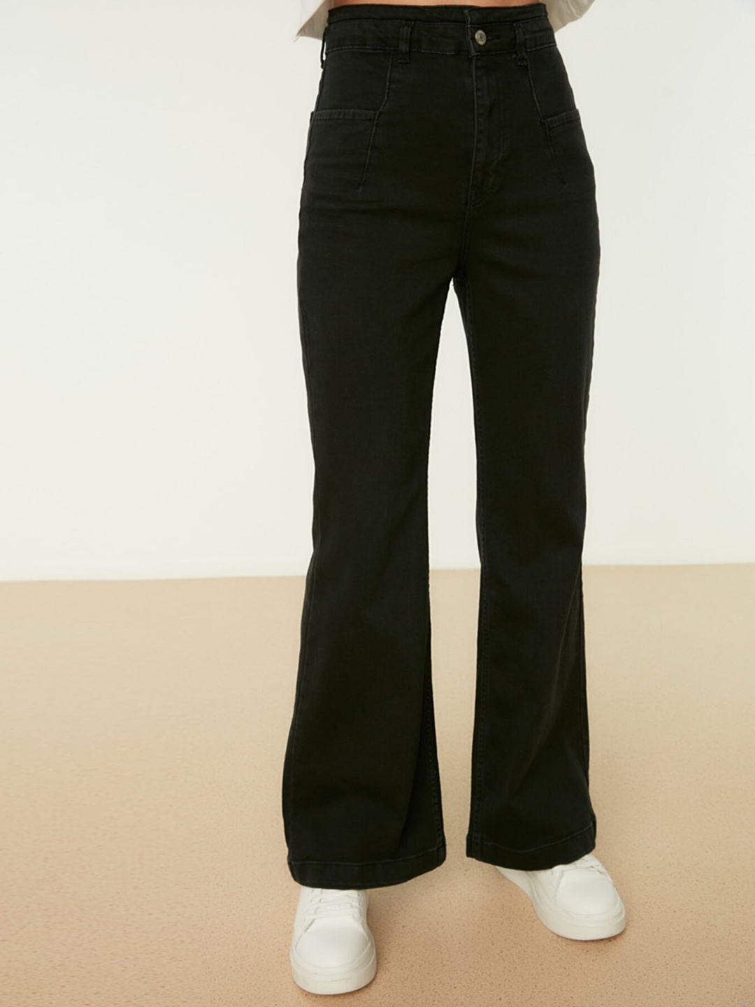 

Trendyol Women Black Wide Leg High-Rise Stretchable Jeans