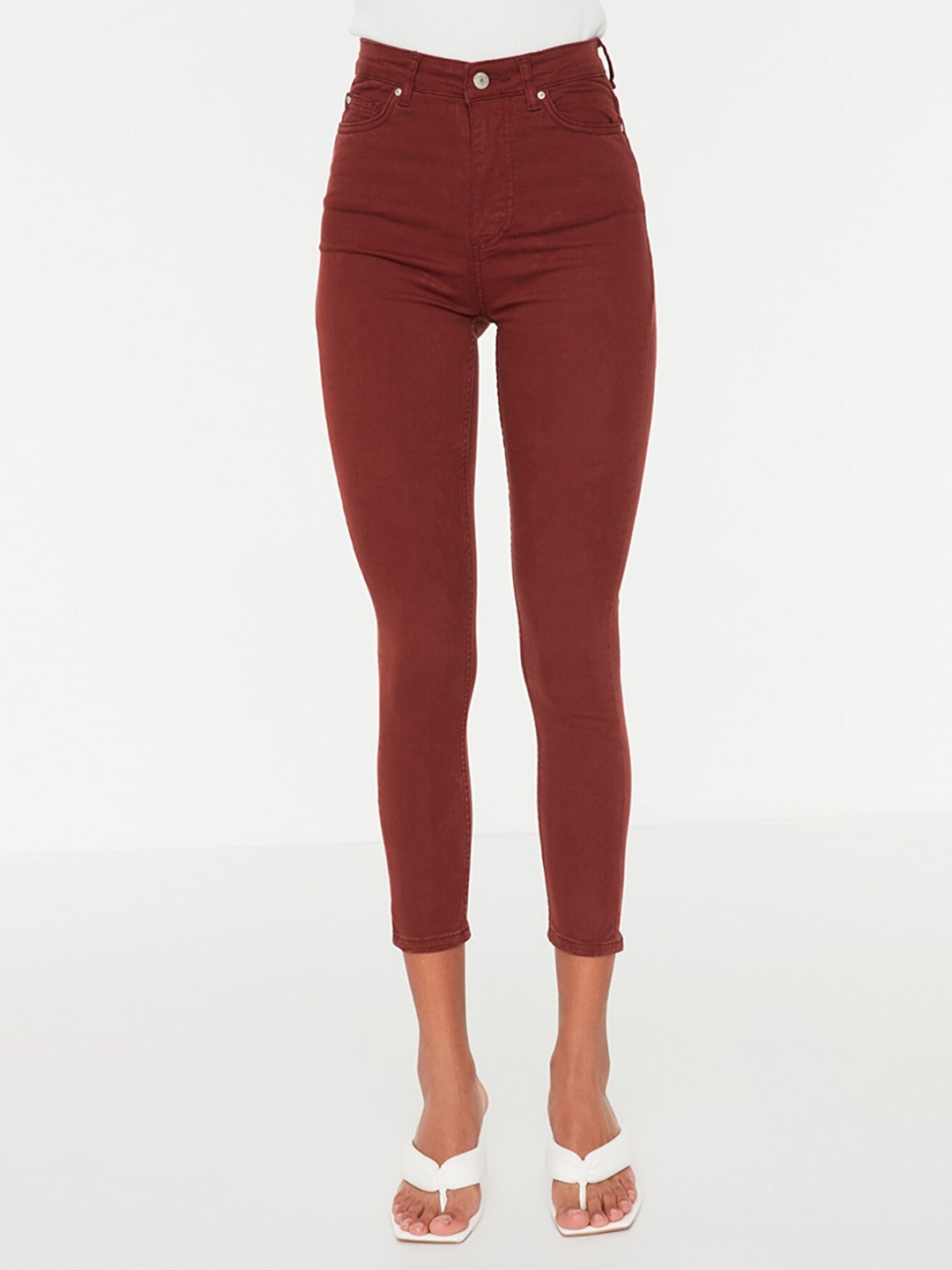 

Trendyol Women Brown Skinny Fit High-Rise Jeans