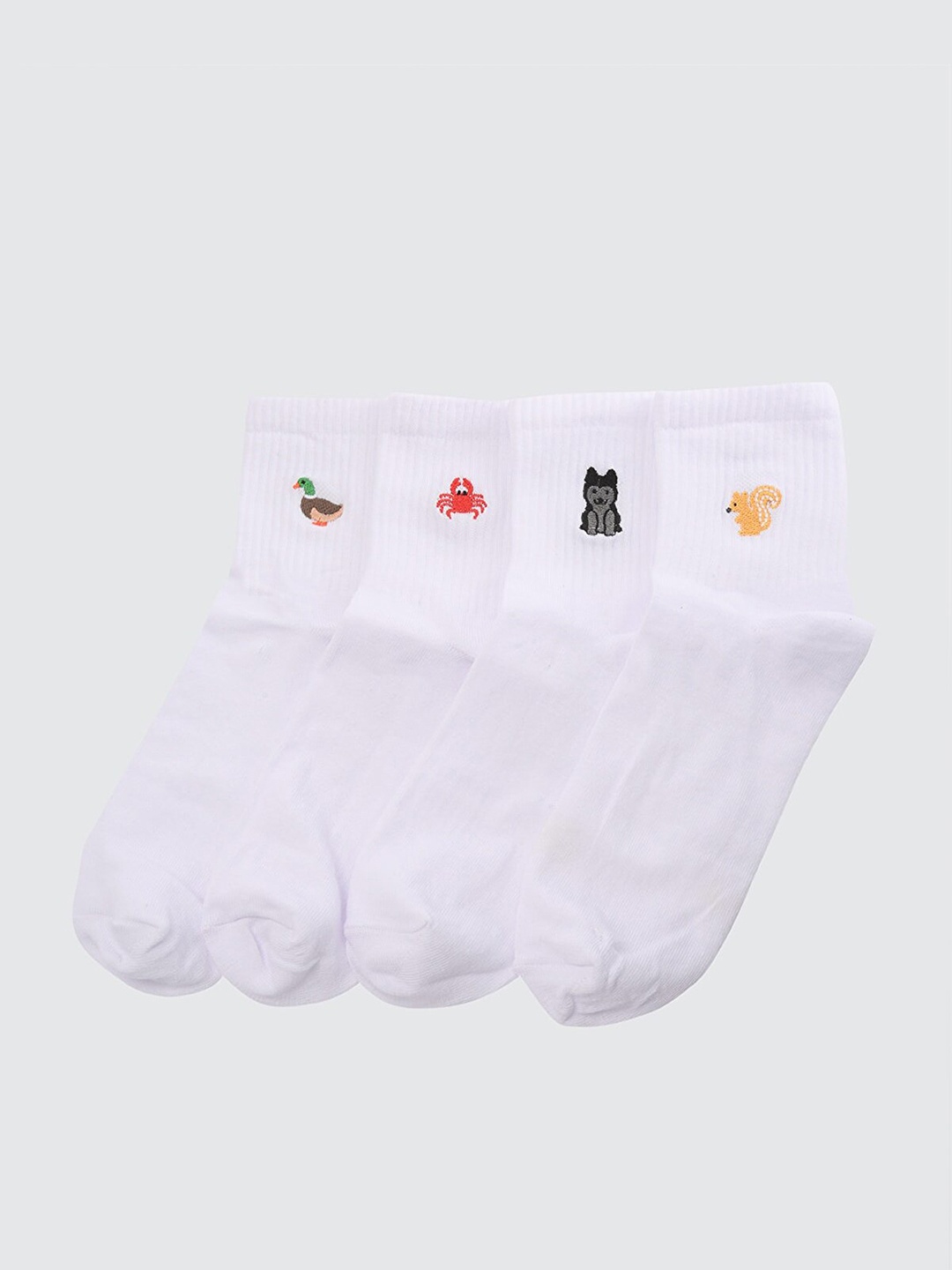 

Trendyol Men Pack of 4 Patterned Above-Ankle Socks, White