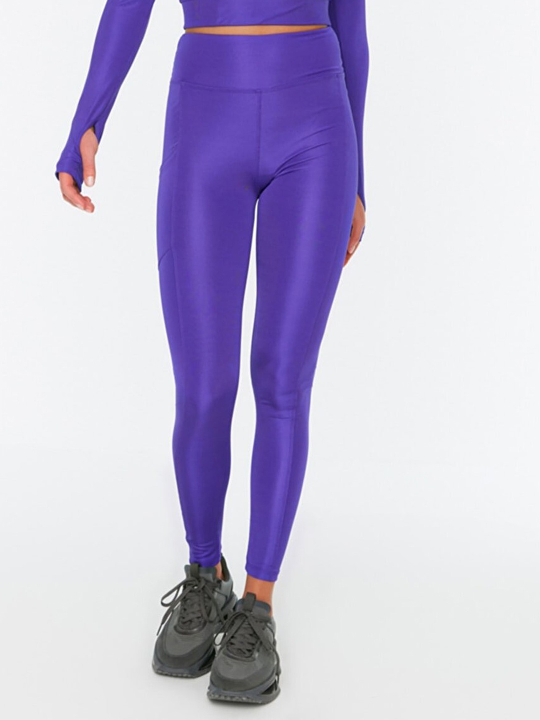 

Trendyol Women Blue Solid Sports Tights
