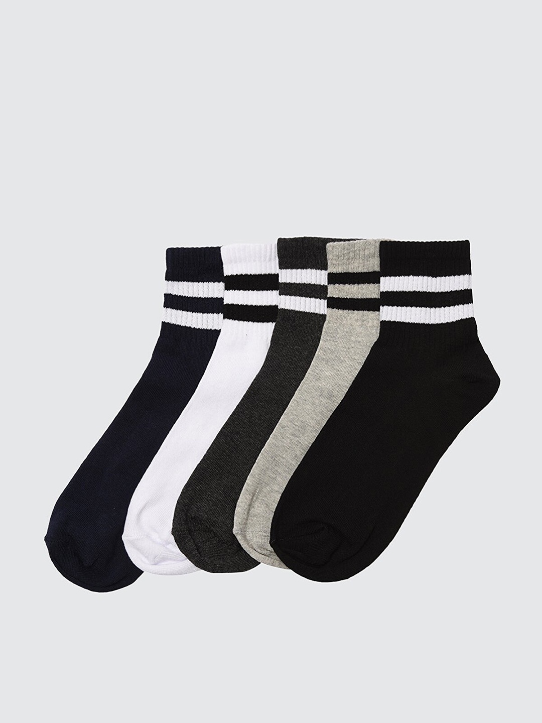 

Trendyol Men Pack of 5 Striped Above-Ankle Socks, Grey