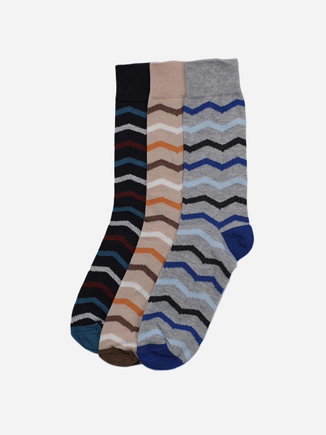 

Trendyol Men Pack of 3 Striped Above-Ankle Socks, Navy blue