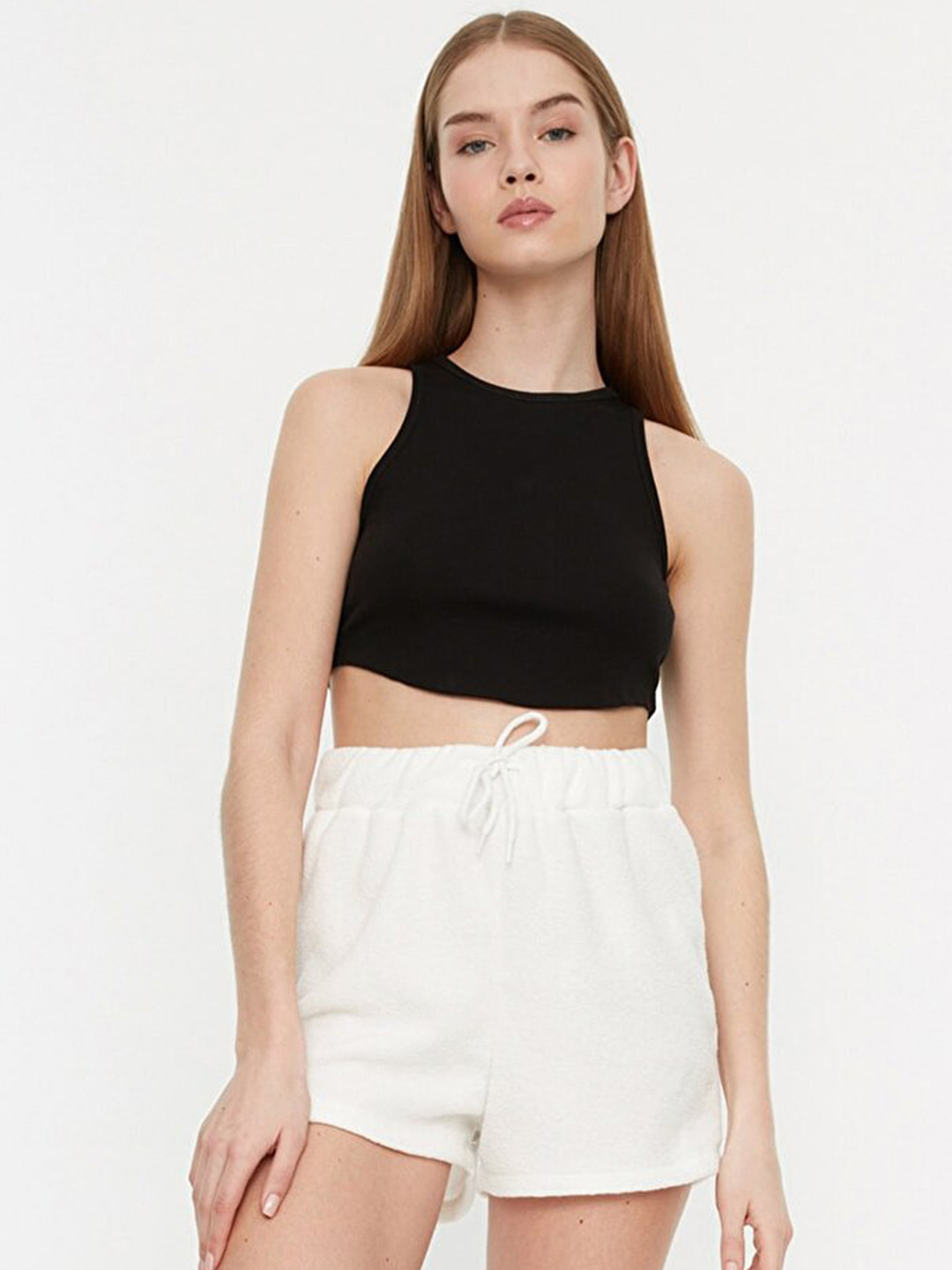

Trendyol Women Off White Solid Shorts